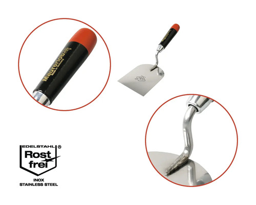 Stalen troffel met kunststof handvat en roestvrij keurmerk