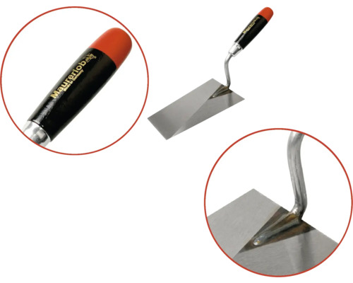 Maurerlob hoekspatel met stalen blad en kunststof handvat