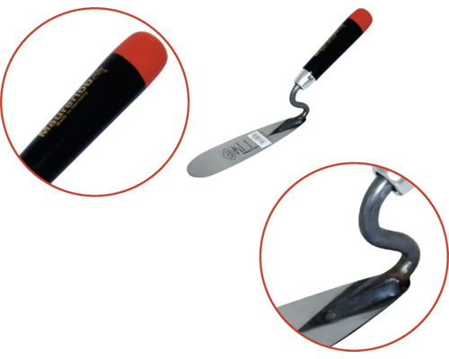 Troffel met zwarte handgreep en rode punt