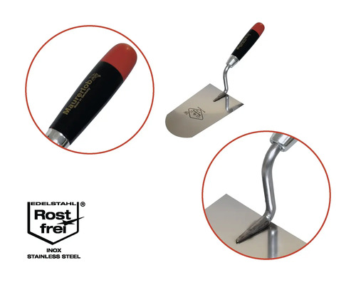 Plamuurmes van roestvrij staal met kunststof handgreep