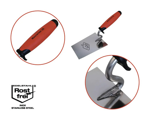 Maurerlob gladde troffel met roestvrijstalen blad en handvat