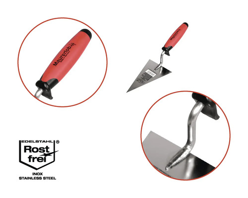 Metalen troffel met roestvrijstalen blad en ergonomische handgreep