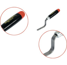 Maurerlob voegkrabber met houten handvat en gebogen stalen mes