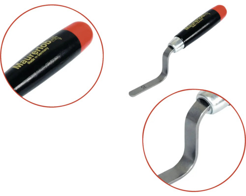 Maurerlob voegkrabber met zwarte handgreep en rode punt