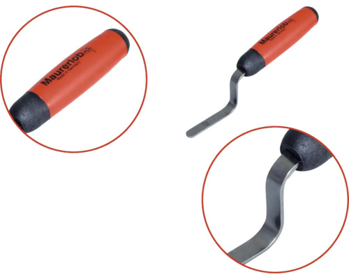 Maurerlob voegkrabber met kunststof handvat en detailweergaven