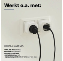 Twee slimme stekkers in stopcontacten met kabels