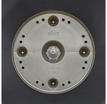 Elho logo op een schotel met een diameter van 25 centimeter en een inhoud van 5,5 liter