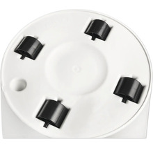 Aanzicht van de basis van een product met vier wielen