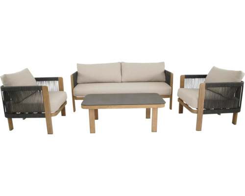 Tuinmeubelset met bank, twee fauteuils en tafel