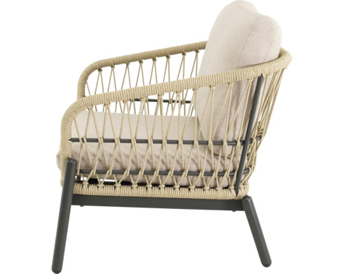 Tuinfauteuil met koordvlechtwerk en kussens