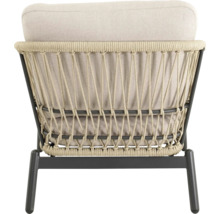 Fauteuil met kussen, touwbespanning en metalen frame