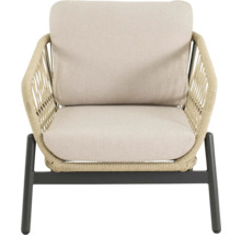 Tuinstoel met textielbekleding en koordvlechtwerk