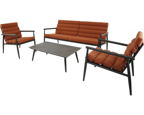 Tuinmeubelset met bank, twee stoelen en een tafel voor buiten