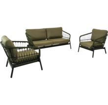 Tuinmeubelset met bank en fauteuils met touwlook en kussens