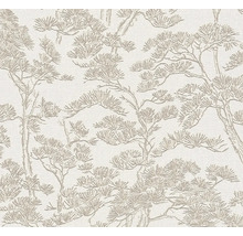 Vliesbehang met getextureerd dennenpatroon.