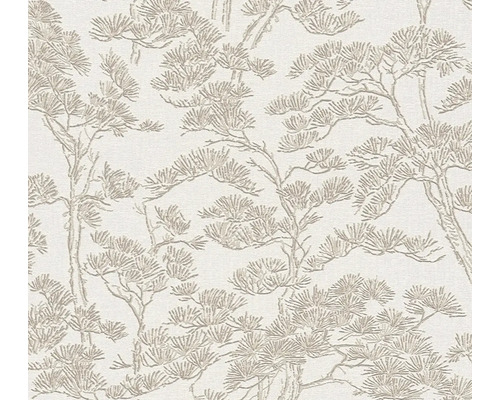 Vliesbehang met getextureerd dennenpatroon.