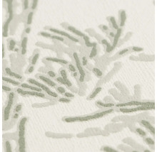 Detailopname van vliesbehang met een voelbare structuur en een lichtgroen organisch patroon van gestippelde lijnen.