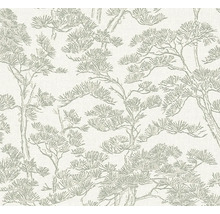 Vliesbehang met dennenpatroon in schetsstijl