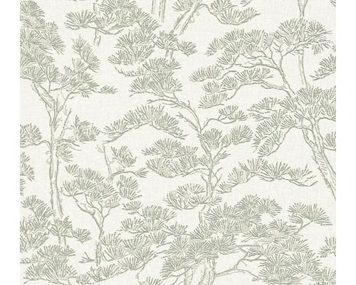 Vliesbehang met dennenpatroon in schetsstijl