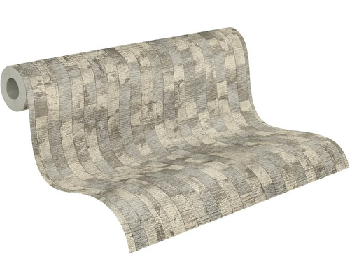 Behangrol met rustiek houtplankpatroon en gestructureerd oppervlak.