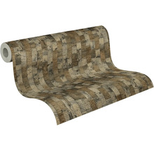 Behang op rol met houtlook, patroon van rustieke horizontale houten planken.