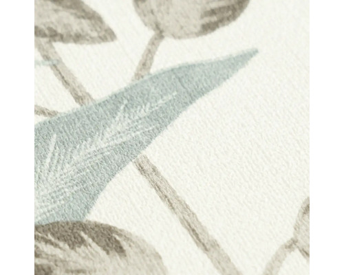 Close-up van een textielbehang met bloemmotief