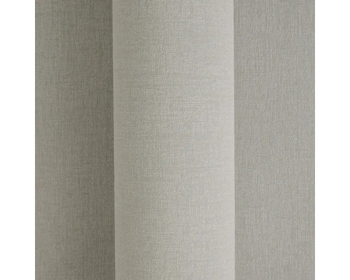 Vliesbehang met fijne linnenstructuur in beige-grijs.