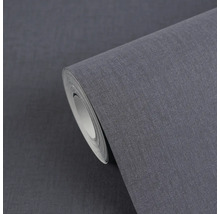 Rol gestructureerd vliesbehang in donkergrijs met een fijne linnenlook.