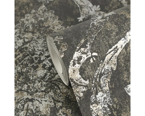 Rol behang met een gestructureerd, abstract patroon in steenlook voor wanddecoratie.