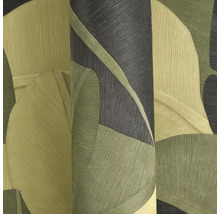 Behang met grafisch patroon in groene en grijze tinten