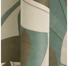 Vliesbehang met abstract bladerpatroon en voelbare oppervlaktestructuur.