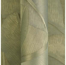 Vliesbehang met gestructureerd bladerenpatroon en metallic effect.