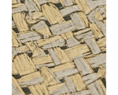 Behang met gevlochten rietlook en realistische oppervlaktetextuur.