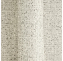 Beige vliesbehang met gestructureerde bastlook en grof gevlochten patroon.