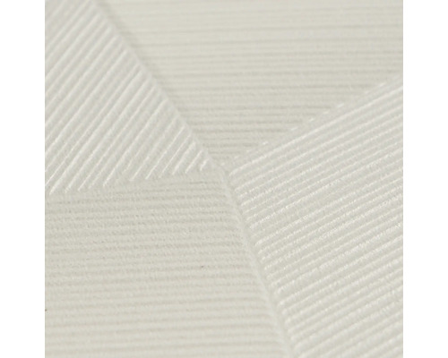 Gestructureerd wit behang met een geometrisch patroon van fijne parallelle lijnen.