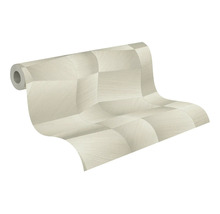 Vliesbehang met geometrisch 3D-patroon in beige met fijne structuur.