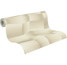 Vliesbehang met geometrisch patroon en gestructureerd oppervlak in beige