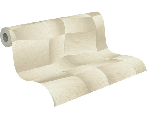 Vliesbehang met geometrisch patroon en gestructureerd oppervlak in beige