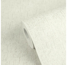 Licht gestructureerd behang op rol met verticaal lijnenpatroon voor wandbekleding binnenshuis.