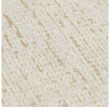 Detailweergave van getextureerd behang met verticale nerven en glinsterende gouden accenten.