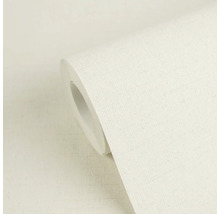 Vliesbehang met fijne linnenstructuur in crème, rol.