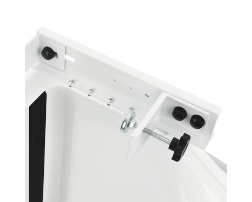 Detailaanzicht van een beugel met schroeven en stelknoppen