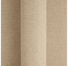 Close-up van een beige vliesbehang met textielstructuur