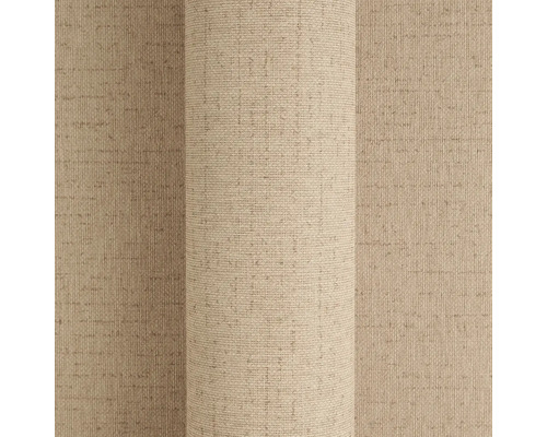 Close-up van een beige vliesbehang met textielstructuur