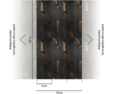 Behang met grafisch patroon en maataanduidingen
