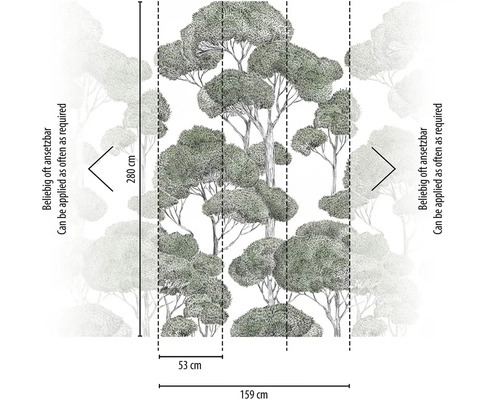 Behang met bosmotief, hoogte 280 cm, breedte 159 cm