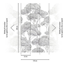 Behang met bosmotief en maatvoering