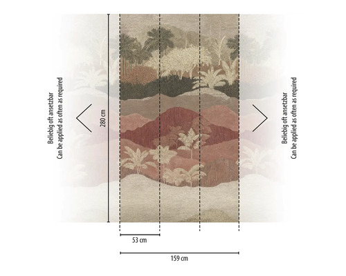 Afbeelding van een behang met jungle motief, afmetingen 280 x 159 centimeter