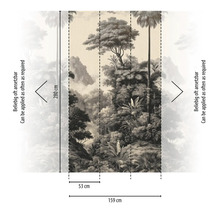 Fotobehang met jungle motief en maatvoering.