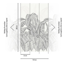 Afmetingen van een fotobehang met bladerenmotief